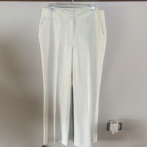 Cass women’s luxury rayon poly stretch cream faded plaid slacks trousers zip 12